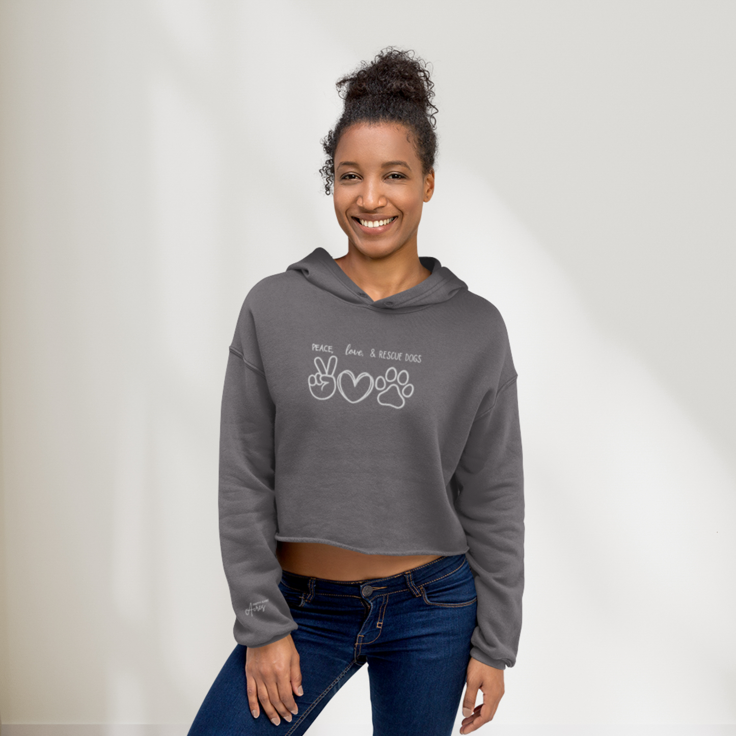 Peace, Love, and Rescue Dogs Crop Hoodie