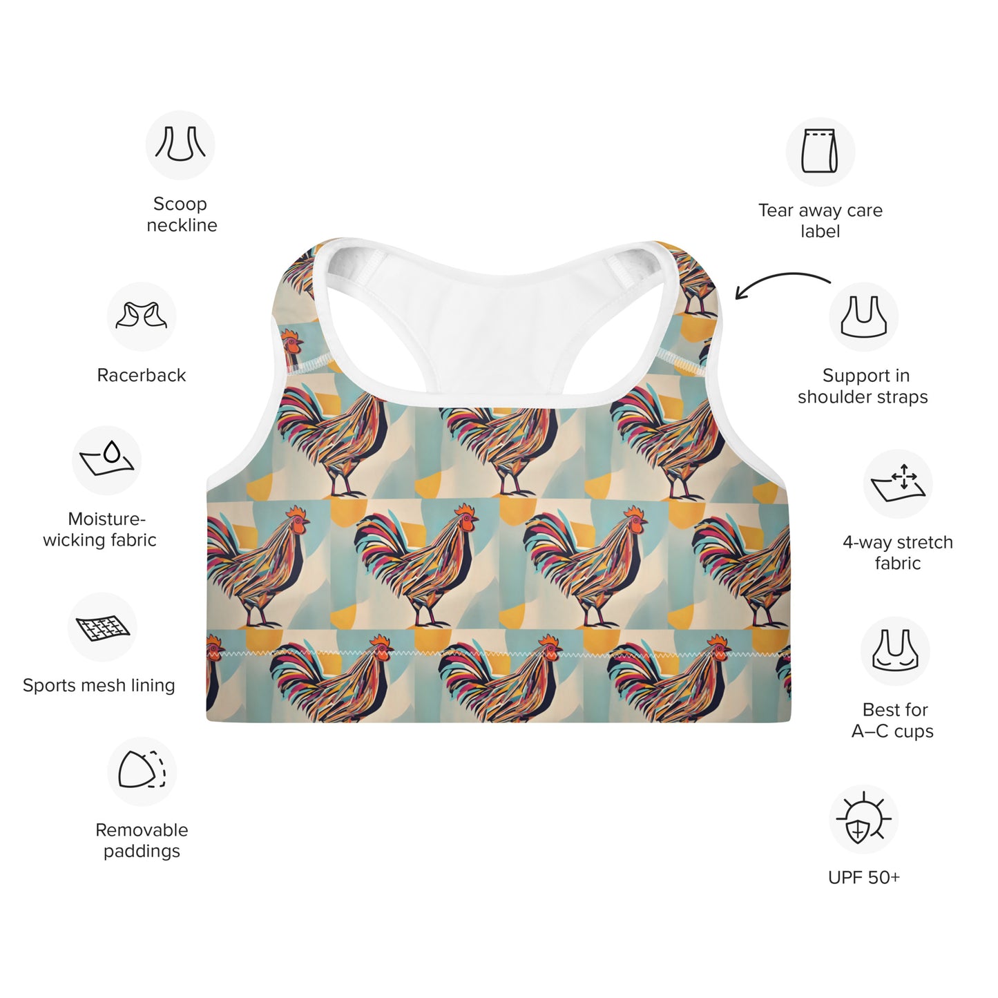 Funky Chicken Padded Sports Bra