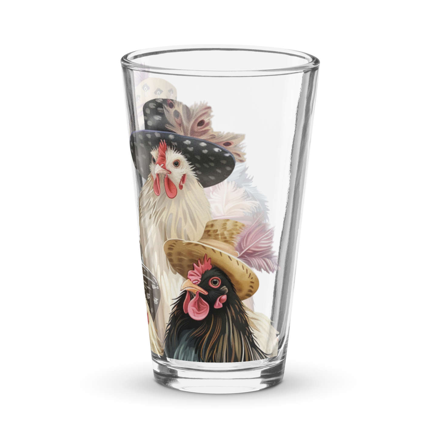 Chickens in Fancy Hats Pint Glass