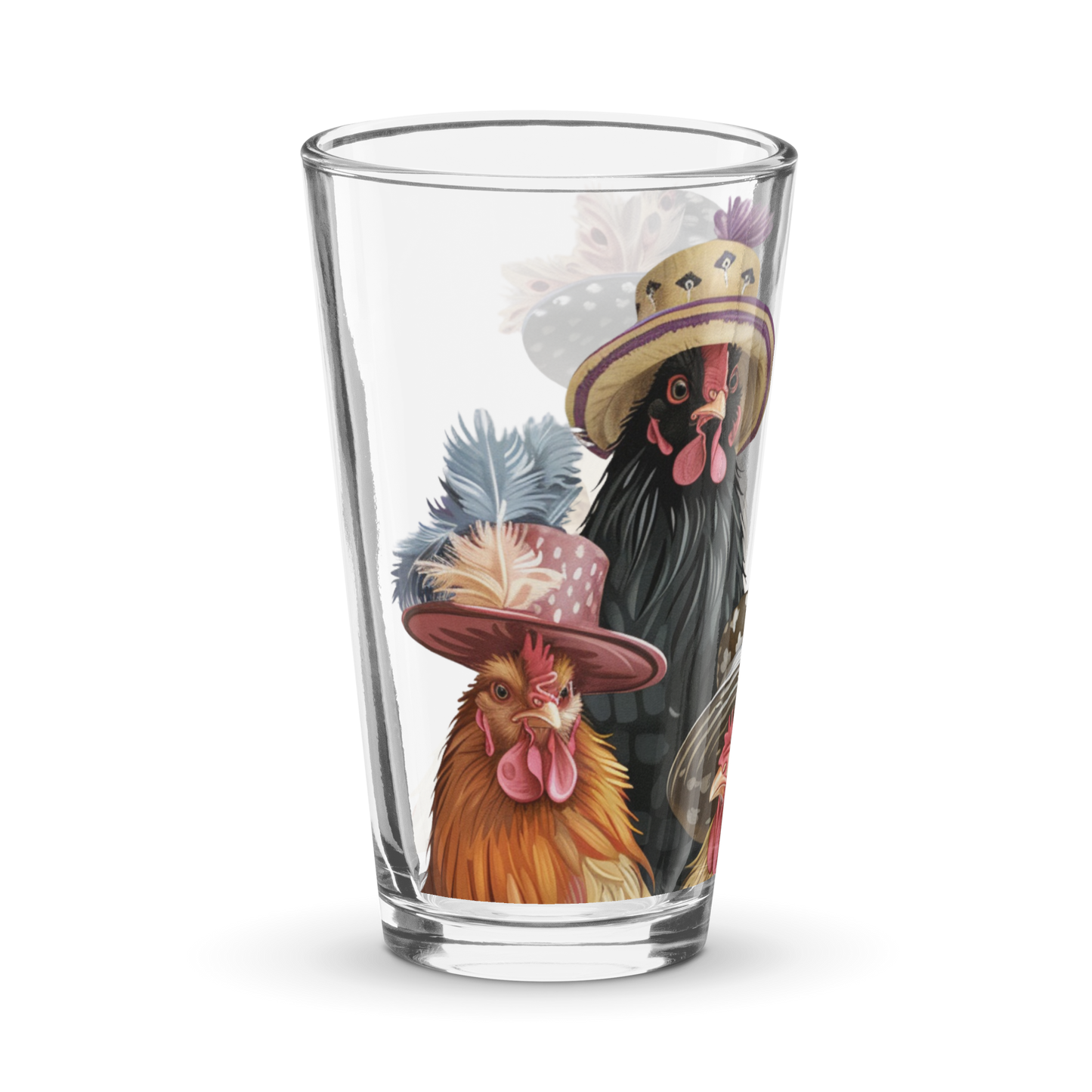 Chickens in Fancy Hats Pint Glass